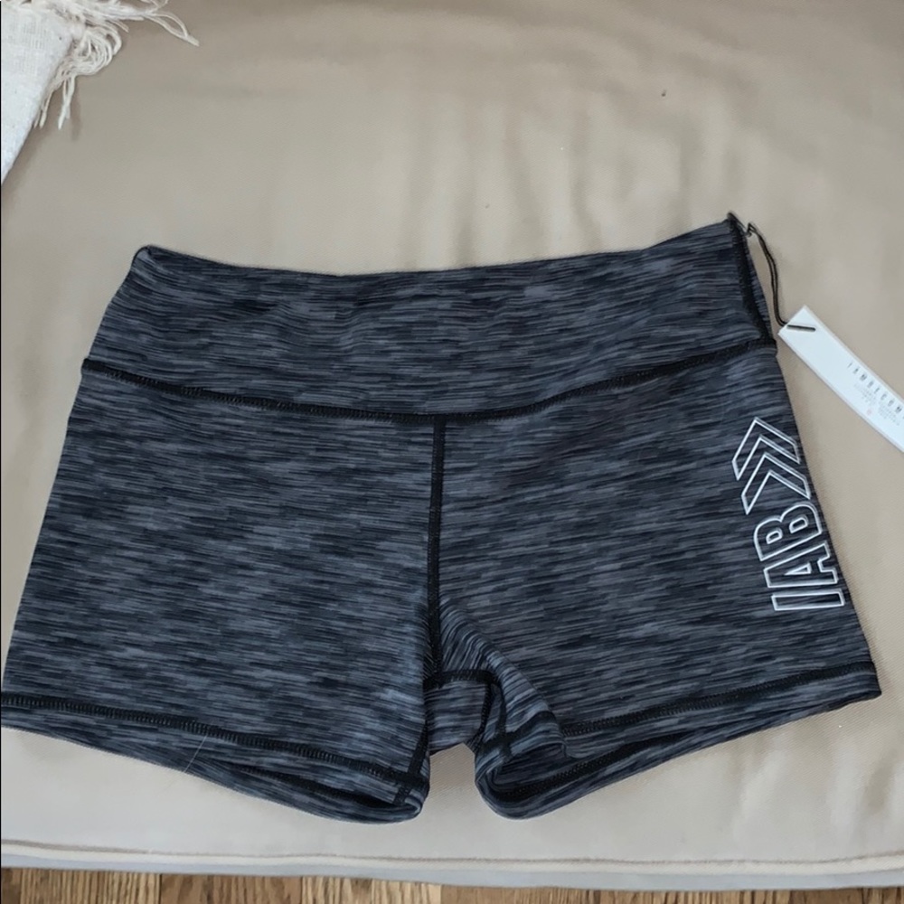 Grey striped running shorts